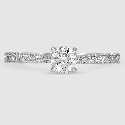 18K White Gold elsie engraved 
