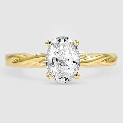 18K Yellow Gold twisted vine solitaire 