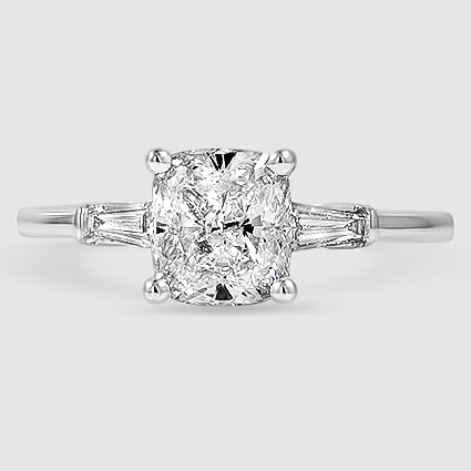 18K White Gold tapered baguette three stone 