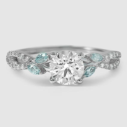 18K White Gold luxe willow (Modified with Aquamarine Accents)
