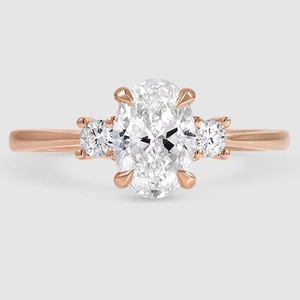 14K Rose Gold petite selene three stone 