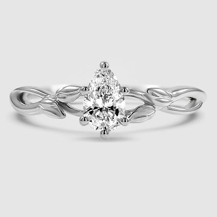 18K White Gold budding willow solitaire 