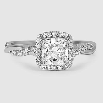 18K White Gold petite twisted vine halo 