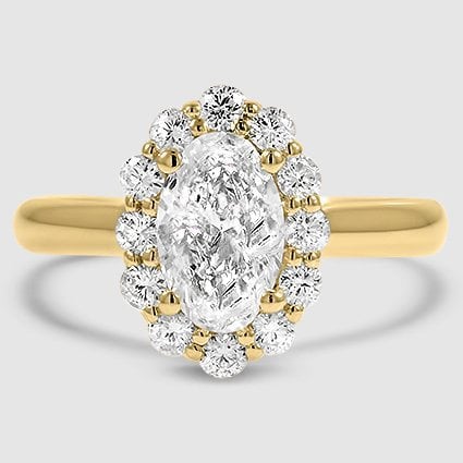 18K Yellow Gold lotus flower halo 