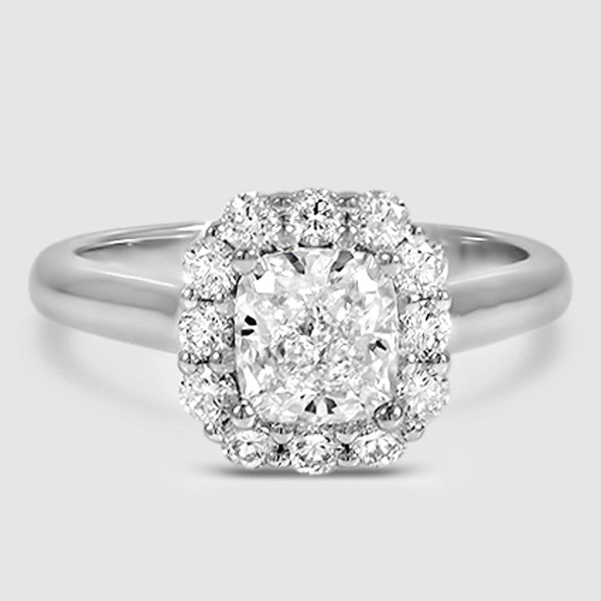 18K White Gold lotus flower halo 