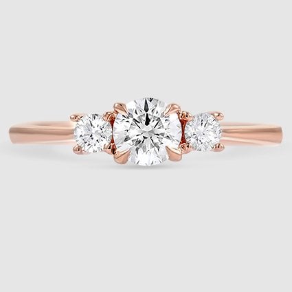 14K Rose Gold petite selene three stone 