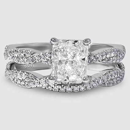 Platinum petite luxe twisted vine bridal set 