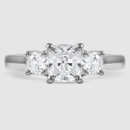 Platinum petite three stone trellis 