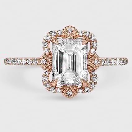 14K Rose Gold reina halo 