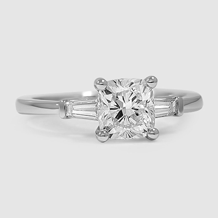 Platinum symphony tapered baguette three stone 