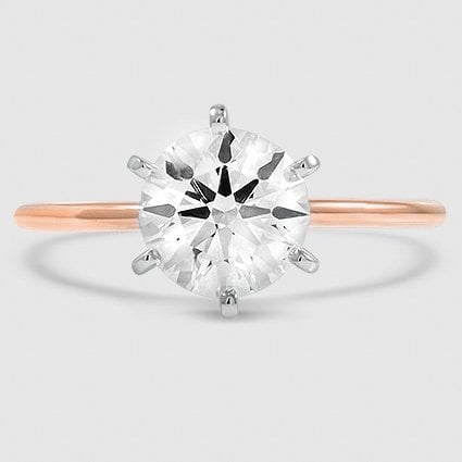 14K Rose Gold six-prong petite comfort fit 1.5mm solitaire 