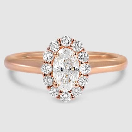 14K Rose Gold lotus flower halo 