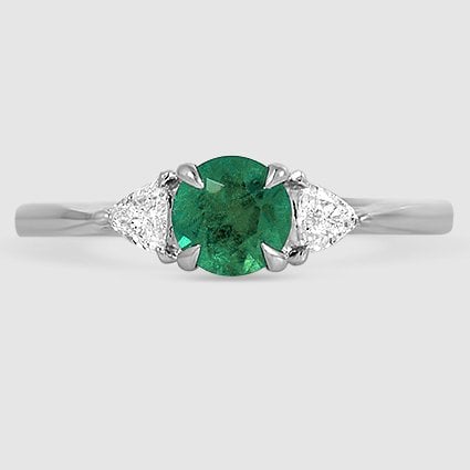 18K White Gold trillion cut three stone 