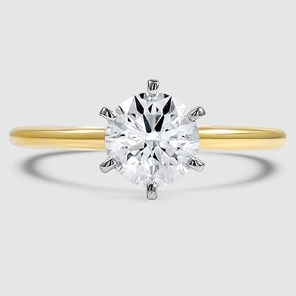 18K Yellow Gold six-prong petite comfort fit 1.5mm solitaire 