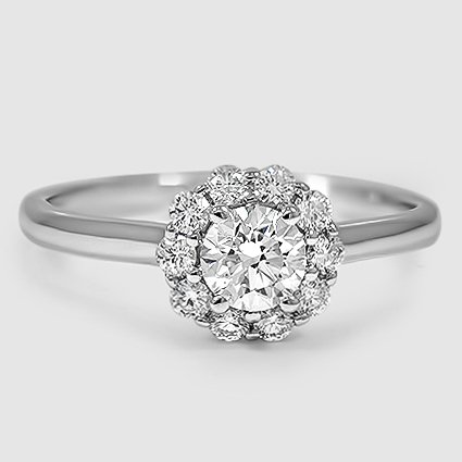 18K White Gold lotus flower halo 