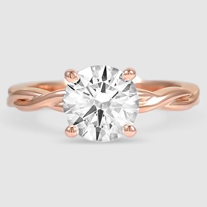 14K Rose Gold twisted vine solitaire 
