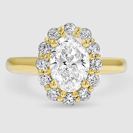 18K Yellow Gold lotus flower halo 