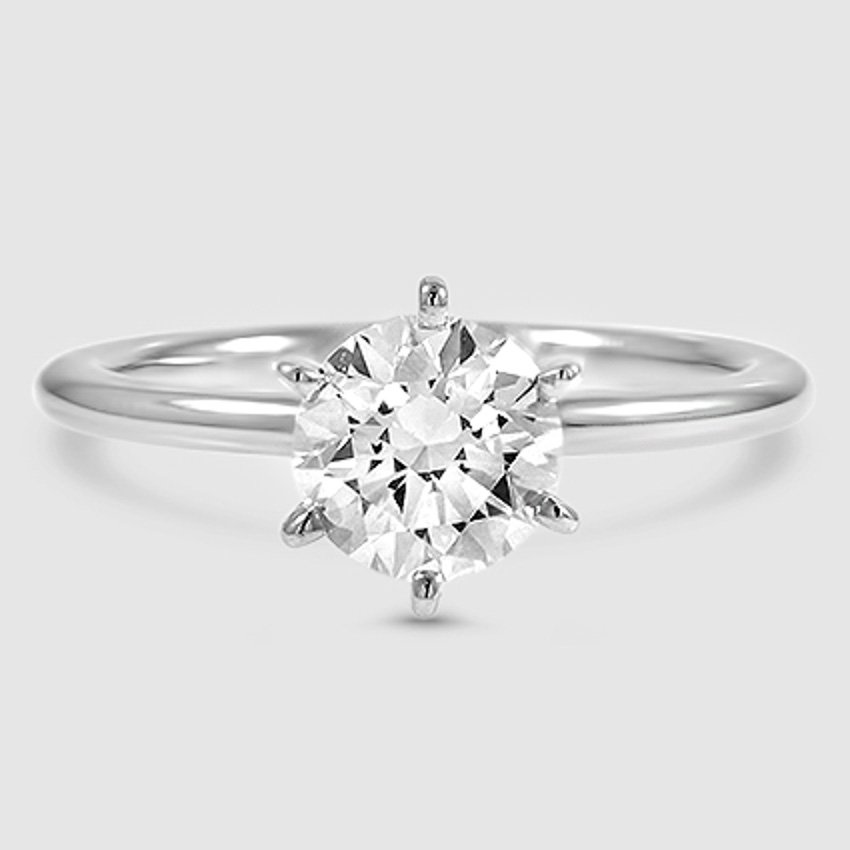 Platinum six-prong petite comfort fit 1.5mm solitaire 