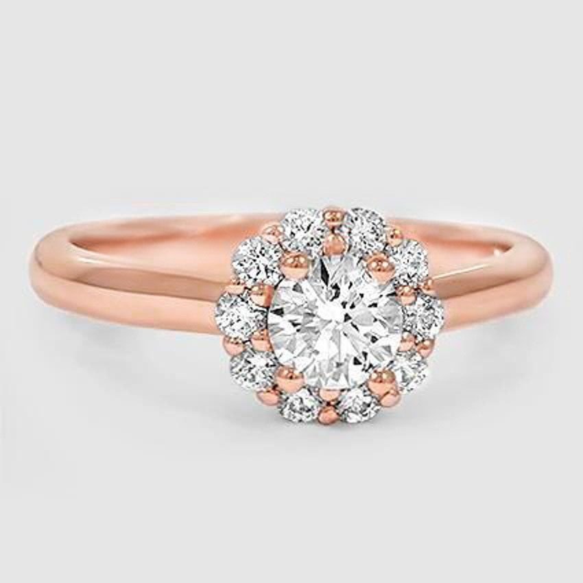 14K Rose Gold lotus flower halo 