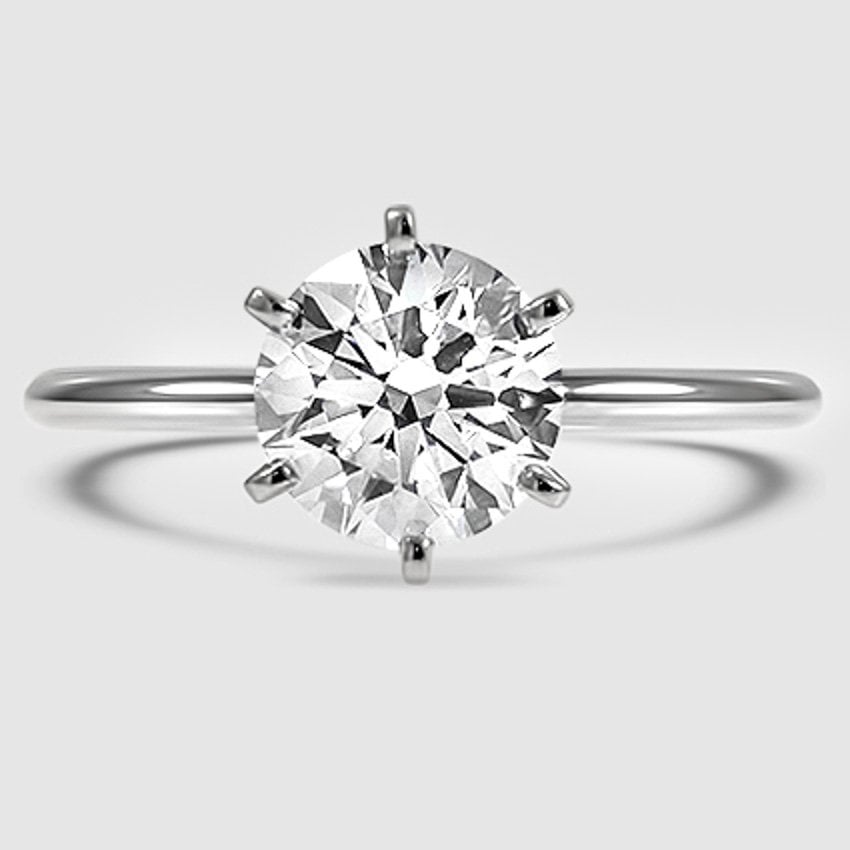 Platinum six-prong petite comfort fit 1.5mm solitaire 
