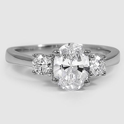 18K White Gold petite three stone trellis 