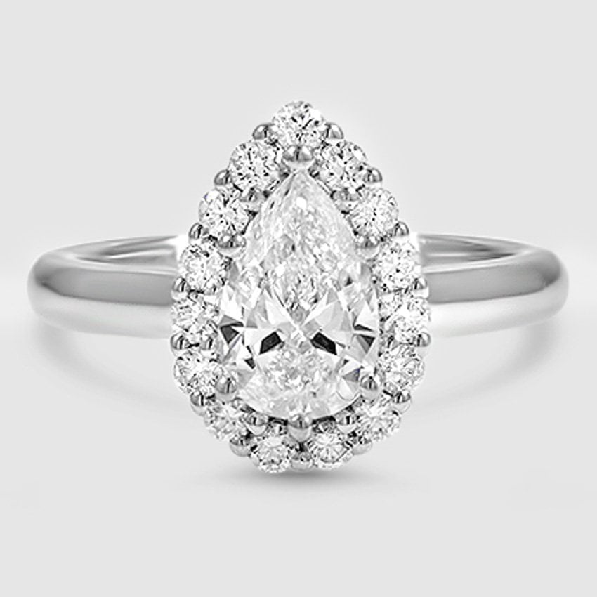 18K White Gold lotus flower halo 