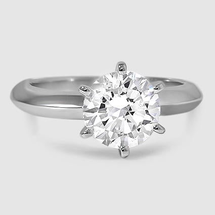 18K White Gold classic six-prong solitaire 