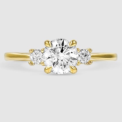 18K Yellow Gold petite selene three stone 