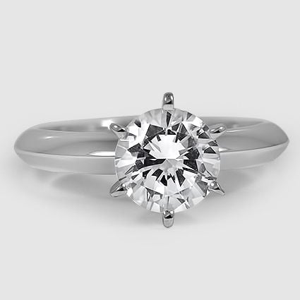18K White Gold classic six-prong solitaire 