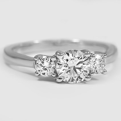18K White Gold petite three stone trellis 