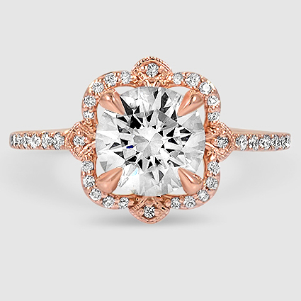 14K Rose Gold reina halo 