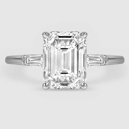 18K White Gold tapered baguette three stone 