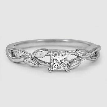 18K White Gold budding willow solitaire 