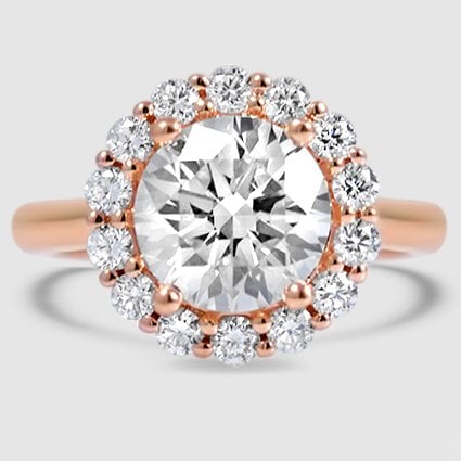 14K Rose Gold lotus flower halo 