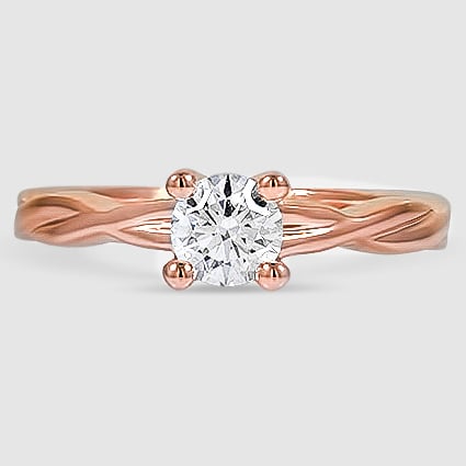 14K Rose Gold twisted vine solitaire 