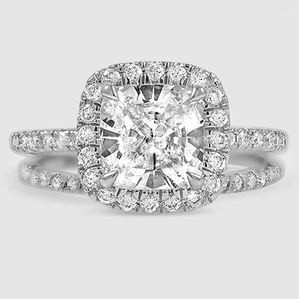 18K White Gold waverly diamond bridal set 