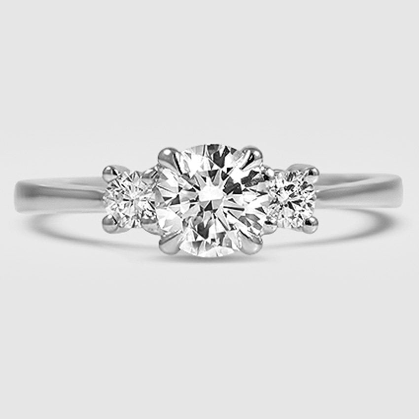 18K White Gold petite selene three stone 