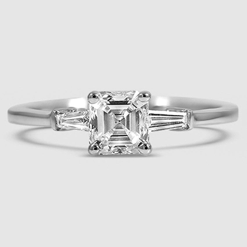 18K White Gold tapered baguette three stone 
