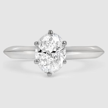 18K White Gold classic six-prong solitaire 