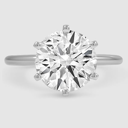 18K White Gold six-prong petite comfort fit 1.5mm solitaire 