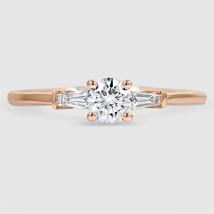 14K Rose Gold tapered baguette three stone 