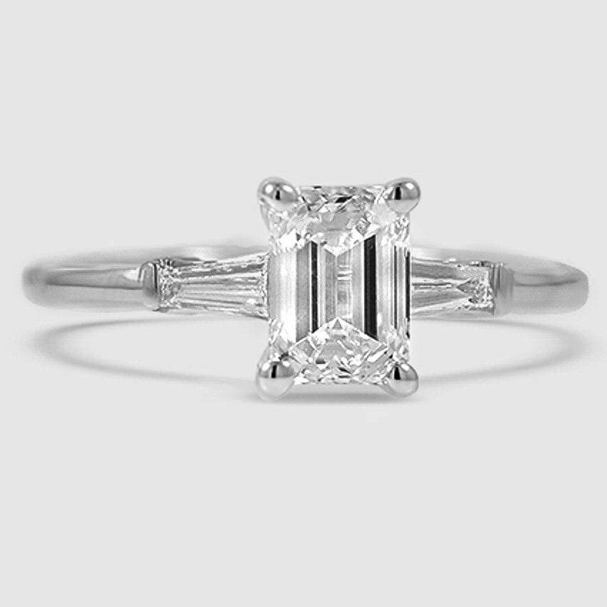 18K White Gold tapered baguette three stone 