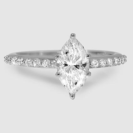 18K White Gold petite shared prong half coverage 
