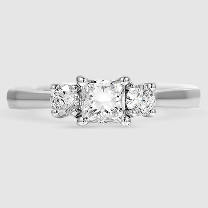 Platinum petite three stone trellis 