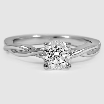 18K White Gold twisted vine solitaire 