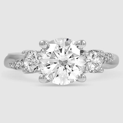 Platinum petite twisted vine three stone 