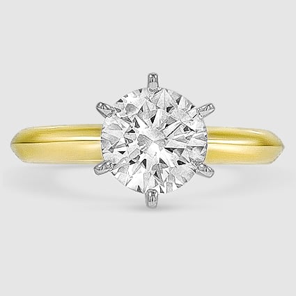 18K Yellow Gold classic six-prong solitaire 