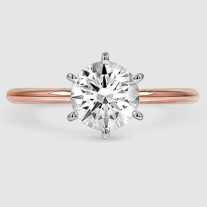 14K Rose Gold six-prong petite comfort fit 1.5mm solitaire 