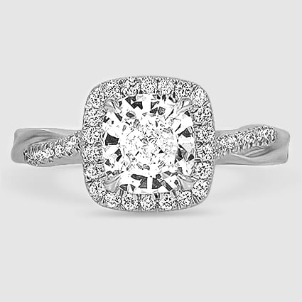 18K White Gold petite twisted vine halo 