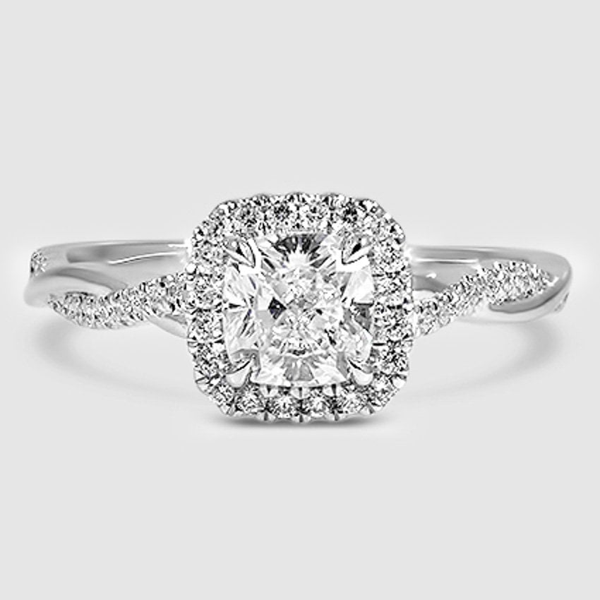 18K White Gold petite twisted vine halo 